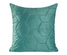 Eurofirany Kissenhülle Kissenbezug Couchkissen Sofakissen Bettkissen Zimmerdekoration Elegant Edel Exklusiv Velvet Samt Geometrische Muster, Dunkeltürkis, 45x45cm, 2