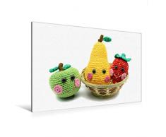 Premium Textil-Leinwand 120 x 80 cm Quer-Format Gehäkelte süße Früchtchen im Korb | Wandbild, HD-Bild auf Keilrahmen, Fertigbild auf hochwertigem Vlies, Leinwanddruck von Anja Frost