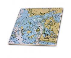 3dRose ct_24591_1 Nautical Chart I Keramikfliese, 10,2 cm
