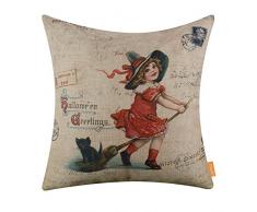 LINKWELL 45,7 x 45,7 cm Happy Halloween Grüße Geschenk Jute Überwurf Kissenbezug Kissenbezüge, Baumwolle, Cc1376, Standard