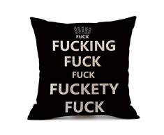 Royalours Baumwolle Leinen Quadratisch Schwarz Fuck Zitat Überwurf Kissenbezug Home Kissenbezug Sofa Decor Funny 45,7 x 45,7 cm 18 x 18 Fucking