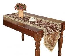 Simhomsen Burgund Lace Läufer und Dresser Schals Bestickt beige Leaf, beige, 16 * 84 Inch