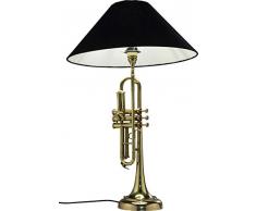 Kare Design Tischleuchte Trumpet Jazz Gold, Kleine Tischlampe mit schwarzem Schirm, Stehleuchte, Stehlampe für den Tisch und Kommode, Nachttischlampe, (H/B/T) 77x50x50cm