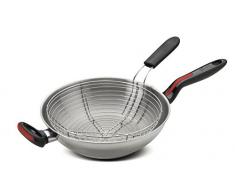 Lagostina Linea Rossa Für Wokpfanne/Sofrito Rund Schmortopf, rund, für Wokpfanne/, Schwarz, Rot, Edelstahl, Edelstahl, Edelstahl, Keramik, Gas, Induktion, versiegelte Platte