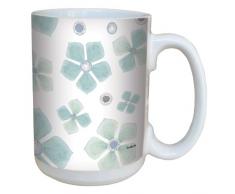Tree-Free Greetings lm43678 Lovely Blaugrün Blütenblätter von Shell Rummel Keramik Becher mit Henkel/, 15-Ounce, farbenreiche