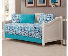 MK Collection 3-teiliges Tagesdecke Überwurf Gesteppt Floral Türkis Teel Blau Grau über Größe Neu # 185, Mikrofaser, Türkis, Daybed