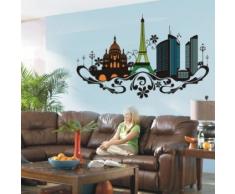 INDIGOS WG20404-31 Wandtattoo w404 Skyline Paris Wandaufkleber 80x61 cm, rot