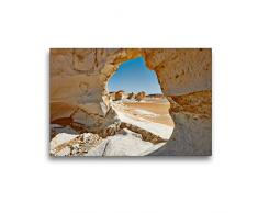 Premium Textil-Leinwand 45 x 30 cm Quer-Format Durchbruch in einer Kalksteinformation der weisse Wueste, Region El Agabat, nahe Oase Farafra, Libysche Wueste, Aegypten, Afrika | Wandbild, HD-Bild auf Keilrahmen, Fertigbild auf