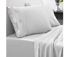 Sweet Home Collection 1800 Fadenzahl Bettwäsche Set - weiche ägyptische Qualität gebürstete Mikrofaser hypoallergen Bettwäsche Set mit Bettlaken, 2 Kissenbezügen Bettlaken-Set Twin XL Silber