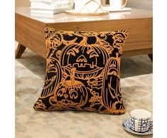 Hahadidi Cozy Nackenrollen-Kissenbezüge für Couch/Bett, Sofa, handbemalt, Bunte geometrische Spalier Kette, 45,7 x 45,7 cm, Naturfarbe Blau/Weiß 18X18-Halloween kürbis