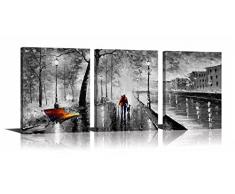 YPY 3 Panel Palette Messer Öl Gemälde abstrakt modern City Street View Stadtbild Gebäude Artwork Walking Art Wand für Wohnzimmer