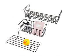 MemoryON Hängekorb – Eingang Organizer – 2 Stück Draht Korb & 1 Regal zur Aufbewahrung – Metall Wand Aufbewahrungskorb – Regal Dekor – Premium Hängeaufbewahrung Metall Vinyl getaucht Zubehör