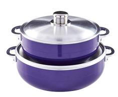 IMUSA CHI-80678 Caldero (Dutch Oven Set) mit Aluminium-Deckel, Orange, 2-teilig 2 Piece violett