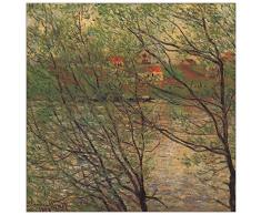 ArtPlaza Monet Claude-His Bank, The ILE de la Grande Jatte, Dekorative Paneele, Holz, Mehrfarbig, 70 x 1.8 x 70 cm