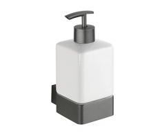 WENKO Seifenspender Montella - Flüssigseifenspender zum Schrauben, rostfrei Fassungsvermögen: 0,36 l, Aluminium, 7,3 x 17 x 10,2 cm, anthrazit