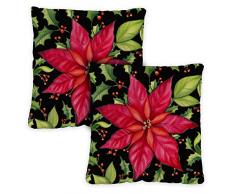 Toland Home Garden Kissenbezug mit Weihnachtsstern, 45,7 x 45,7 cm, 2er-Pack 18 x 18 Inch Indoor Pillow Kissenbezug, 2 Stück