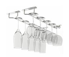 Rack and Hook Glasregal und Haken für Stielgläser, Weinglas-Hänger unter dem Schrank, für Bar oder Küche, verchromt