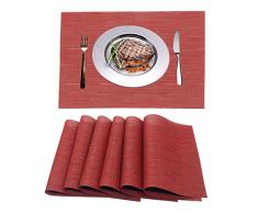 WANGCHAO Platzsets, 30,5 x 45,7 cm, 6 Stück, PVC, Esstischsets für Küche, Tisch, wasserdicht, verschleißfest, abwaschbar, hitzebeständig Rectangular Placemats rot (2)
