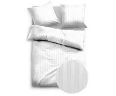 TOM TAILOR 0069934 Satin Bettwäsche Garnitur mit Kopfkissenbezug (Baumwolle) 1x 155x220 cm + 1x 80x80 cm, weiß