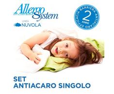 Allergosystem Antiacaro Nuvola Set bestehend aus Matratzenschoner mit Reißverschluss für Einzelbett, 80 x 190 x 20 cm und Kissenhülle, 50 x 80 cm, Polyester