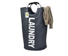 Organize City Faltbarer Wäschesack mit Griffen aus Legierung, robust, Reisetasche, faltbar, Wäschesammler oder Wäschekorb in Dunkelgrau, Größe: 38,1 x 71,1 cm