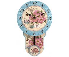 H&H Fiori Pendeluhr, Holz, Himmelblau