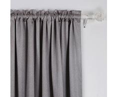 Deconovo Gardinen mit Stangentaschen, solide, wärmeisolierte, verdunkelnde Textur, gestreift, für Wohnzimmer, 42 W x 84 L, Silbergrau