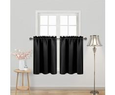 DWCN Verdunkelungsvorhänge Raum-Verdunkelung Thermoisoliert Fenster Vorhang für Schlafzimmer Wohnzimmer Set 2 Stück 42x36 | inch schwarz