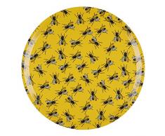 Space 1a Design Fly du Soleil Rundes Serviertablett, Holz, gelb, 38x38x2 cm