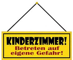Schatzmix KINDERZIMMER Gefahr Metallschild 27x10cm Deko tin Sign mit Kordel Blechschild, Blech, Mehrfarbig, 27x10 cm