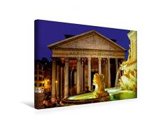 Premium Textil-Leinwand 45 x 30 cm Quer-Format Piazza della Rotonda, Brunnen vor dem Pantheon | Wandbild, HD-Bild auf Keilrahmen, Fertigbild auf hochwertigem Vlies, Leinwanddruck von Uwe Bade