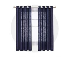 Deconovo Vorhänge, Leinenoptik, Leinenoptik, solide 52x72 Inch marineblau