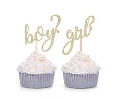 24 ct Gold Glitzer Junge oder Mädchen Cupcake Topper Geschlecht Reveal Party Dekore