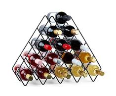 VonShef Weinregal für 15 Flaschen, Flaschenhalter/Regale/Aufbewahrung für 15 Flaschen, Metall, Mattes Schwarz