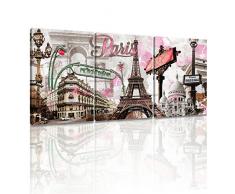 donglin art-new York Painting pink Paris Eiffel Handtuch Gemälde Wand Art Decor Öl Gemälde für Wohnzimmer Decor gerahmt und gespannt (30 x 40 x 3, Pink Paris Eiffel Handtuch)