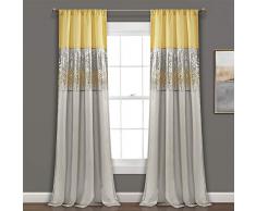 Lush Decor Vorhang für Wohnzimmer, Schlafzimmer, Esszimmer, 213,4 x 106,7 cm, Gelb und Grau