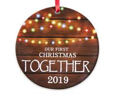 FaCraft My First Christmas 2019 Dekofigur As Mr. & Mrs Zusammen 2019 Holzmaserung