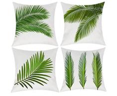 Wilproo Ostern Frühling Überwurf Kissenbezug Kaninchen Ei Hase Kissenbezug Kissenbezug mit verstecktem Reißverschluss stabil für Zuhause Auto Sofa Dekoration 45,7 x 45,7 cm Set von 4 Stück Green Leaf