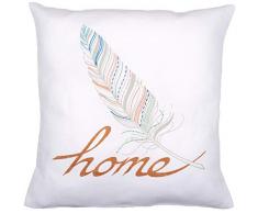 Vervaco Stickkissen Federn Klassische Stickerei vorgedruckt Stickpackung, Baumwolle, weiß, 40 x 40 x 0,3 cm
