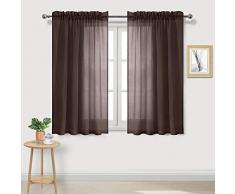 DWCN Sheer Gardinen Leinenoptik Stange Pocket Wohnzimmer Vorhänge Set 2 Stück Fenstervorhänge 52 x 54 inch braun