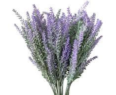 Hibery 6 Bündel Kunstpflanze Lavendel mit Silk Lavendel Blumen Lavendel Strauß für Hochzeit Decor, Zuhause, Garten, Terrasse Dekoration One Size 6 Stück