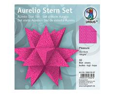 URSUS 35635567 - Faltblätter Aurelio Stern Pleasure, 33 Blatt Kreativpapier je 15 x 15 cm, 135 g/qm, beidseitig bedruckt, schöne Papiersterne für die Weihnachtszeit, eosin