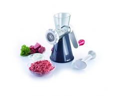 Westmark Fleischwolf mit 2 Lochscheiben und Spritzgebäckvorsatz, Großer Saugfuß, Kunststoff/Rostfreier Edelstahl, Frecher Fritz, Weiß/Dunkelgrau/Rot, 97042260