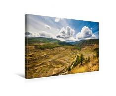 Premium Textil-Leinwand 45 x 30 cm Quer-Format Harmonisches Landschaftsbild mit Reisfelder in Bhutan, Himalaya, Asien | Wandbild, HD-Bild auf Keilrahmen, Fertigbild auf hochwertigem Vlies, Leinwanddruck von Tommy Seiter