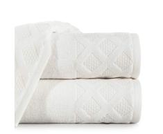Eurofirany Handtuch Baumwolle Weich 70x140 cm Karo Kariert Karomuster Bordüre Set 3-er Pack Oeko-Tex, Creme, 70x140cm, 3