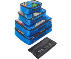 Travelizer 5-teiliges Reise-Packwürfel – Gepäck-Organizer-Set mit Wäschesack – Ultraleicht