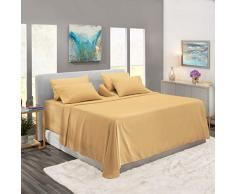 Nestl Bedding 6-teilige extra Tiefe Taschenlaken - Super Tiefe Bettlaken passend für 18 bis 24 Zoll Matratze - Hotel Ultra Deep Bettlaken Split King Size Kamelgold