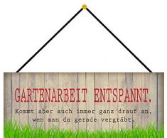 Schatzmix Garten Gartenarbeit Metallschild 27x10 cm Deko tin Sign mit Kordel Blechschild, Blech, Mehrfarbig