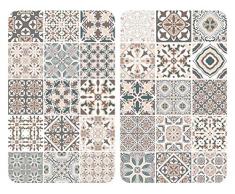 Wenko 53904100 Herdabdeckplatten Universal Kachel - 2er Set, Kochplattenabdeckung für alle Herdarten, Gehärtetes Glas, 30 x 52 cm, mehrfarbig