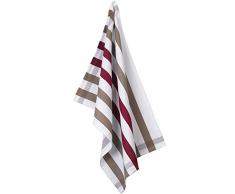Kela Geschirrtuch Diego mit breiten Streifen, Baumwolle, weiÃ/rot/taupe, 50Â x 70Â cm